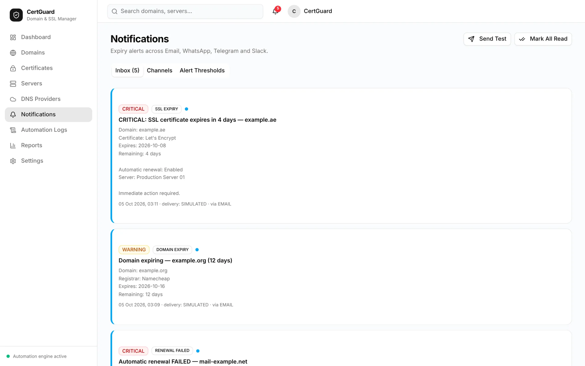 CertGuard — notifications desktop