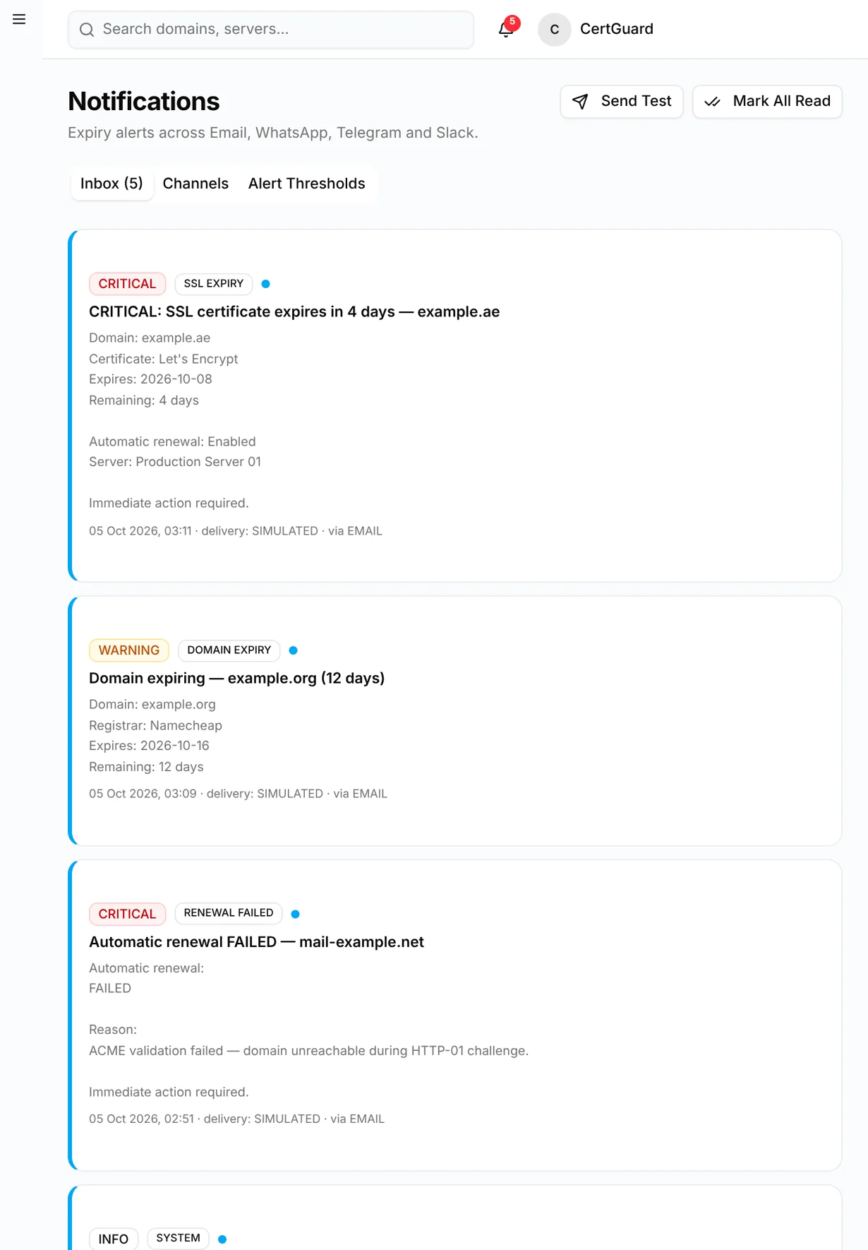 CertGuard — notifications tablet