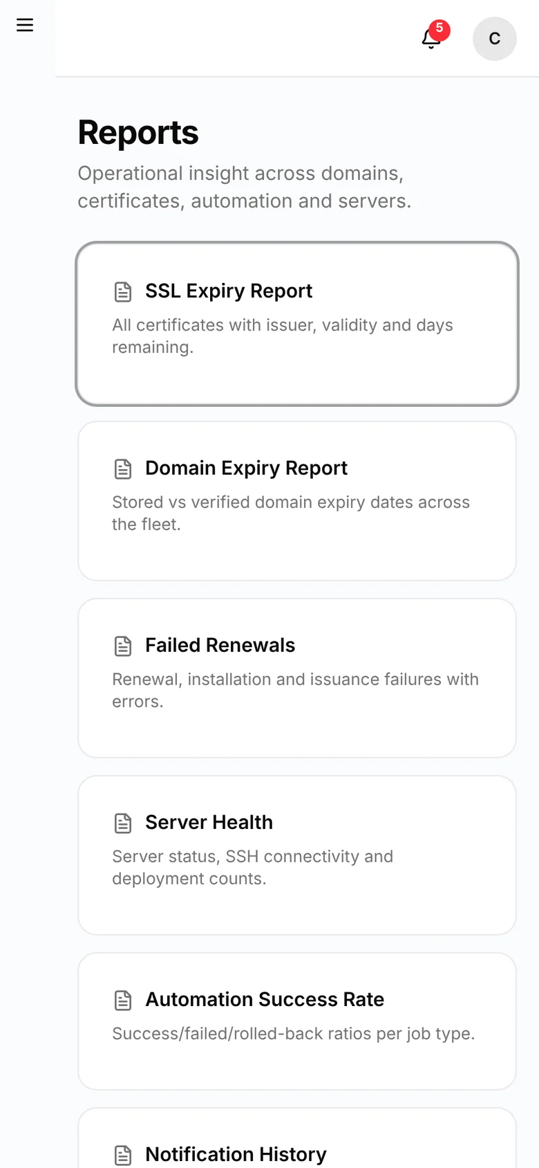 CertGuard — reports mobile