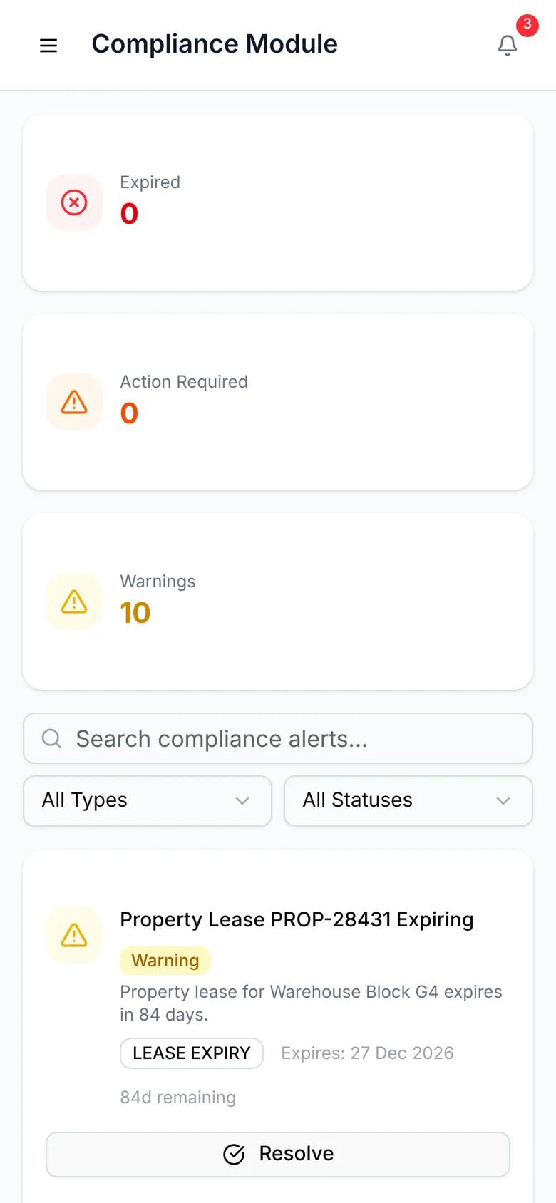 DREC Property Management System — compliance mobile