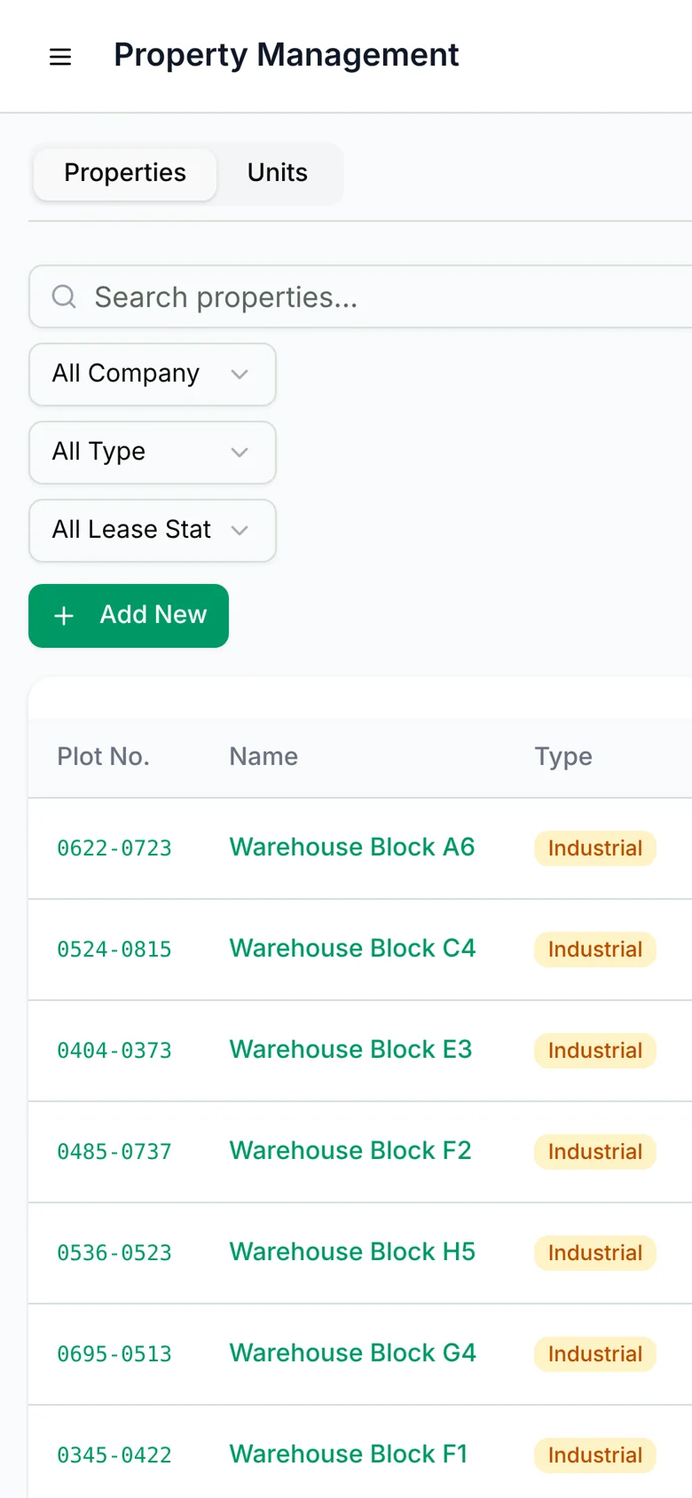 DREC Property Management System — properties mobile