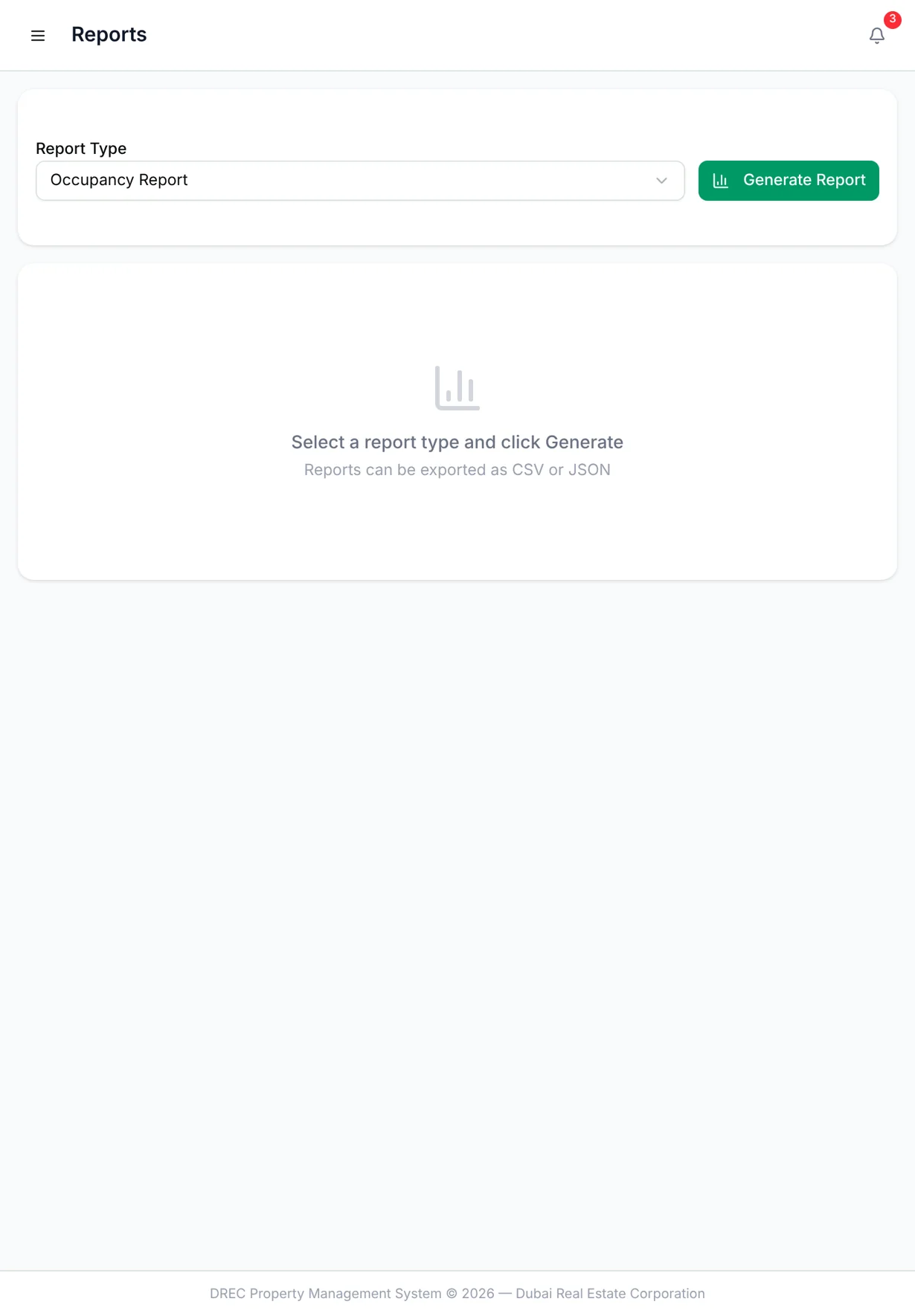 DREC Property Management System — reports tablet
